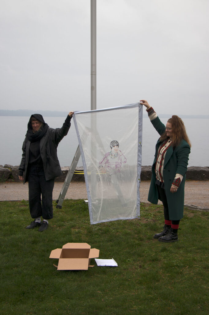 Misnøye, installation, embroidery on fabric, reading-performance, Neuchâtel, 2024