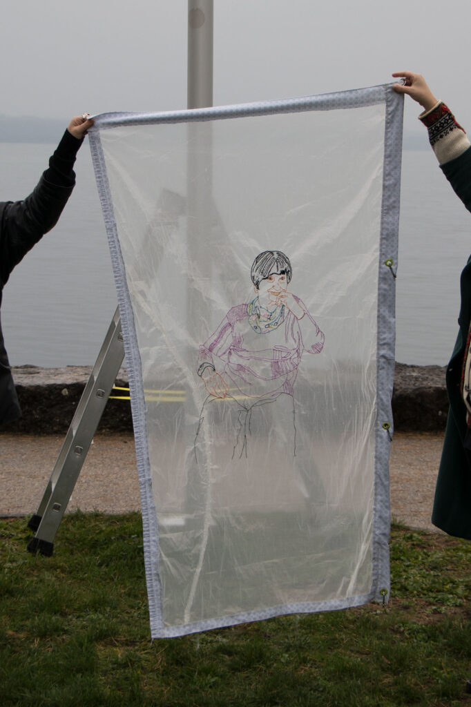 Misnøye, installation, embroidery on fabric, reading-performance, Neuchâtel, 2024